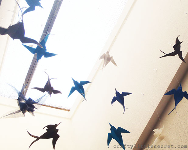DIY paper crane mobile