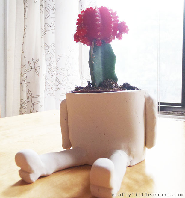 Sculpey clay person planter